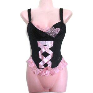 y2k 1990s vintage NEW pink black corset top bra size 34b lingerie